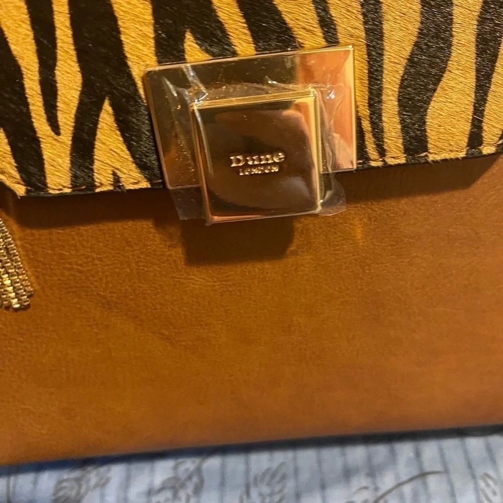 Dune London calf hair zebra stripe convertible clutch bag nwt